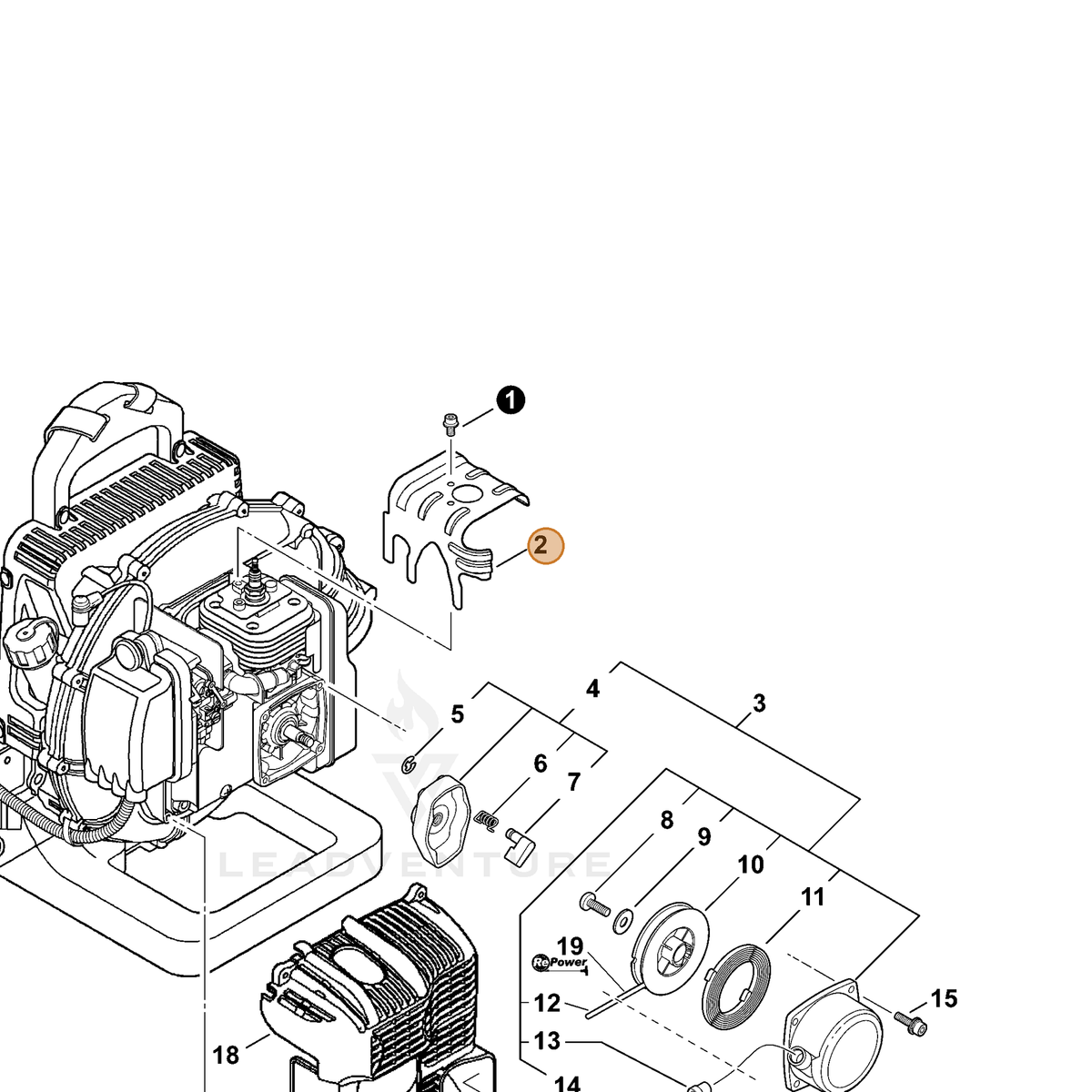 ECHO part A160001041 — IPL diagram snippet (6x zoom, amber highlight)