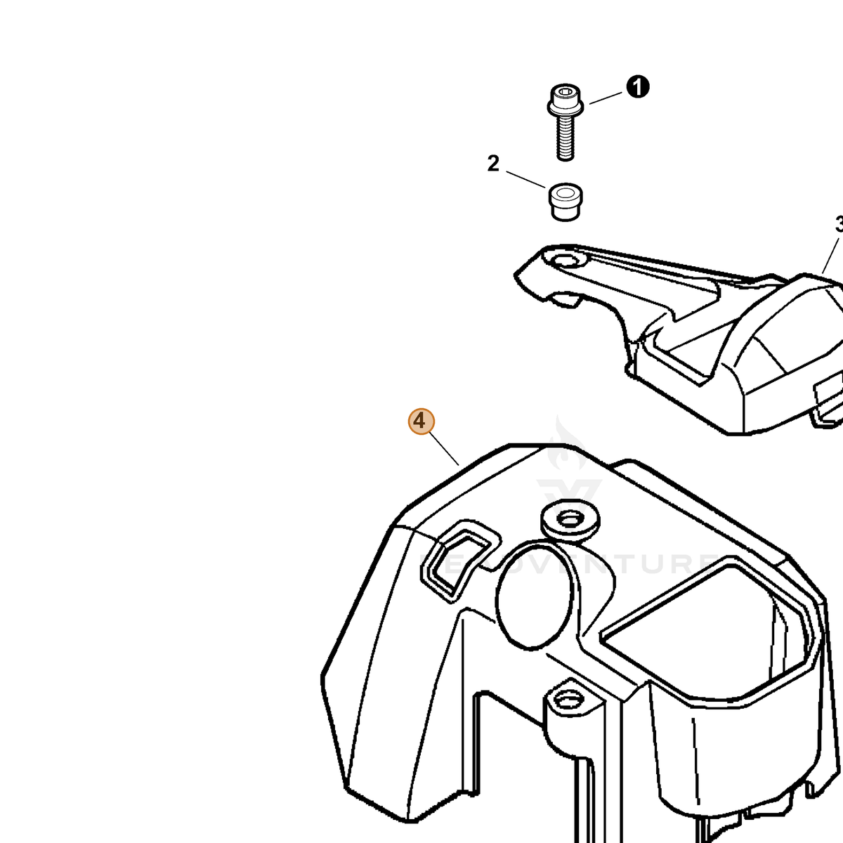ECHO part A160001130 — IPL diagram snippet (6x zoom, amber highlight)