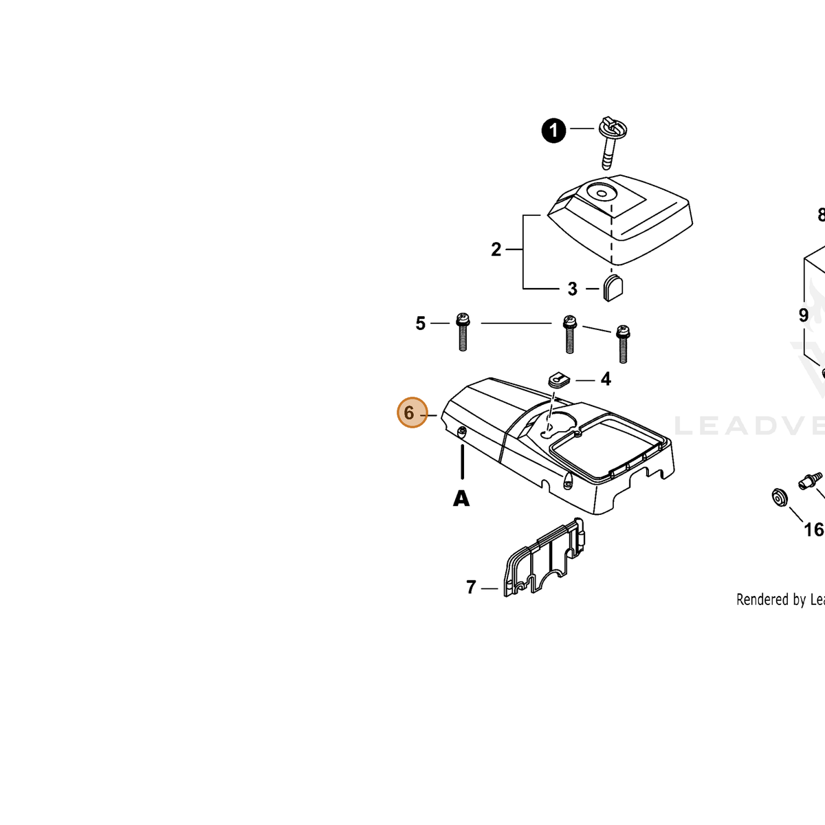 ECHO part A160002290 — IPL diagram snippet (6x zoom, amber highlight)