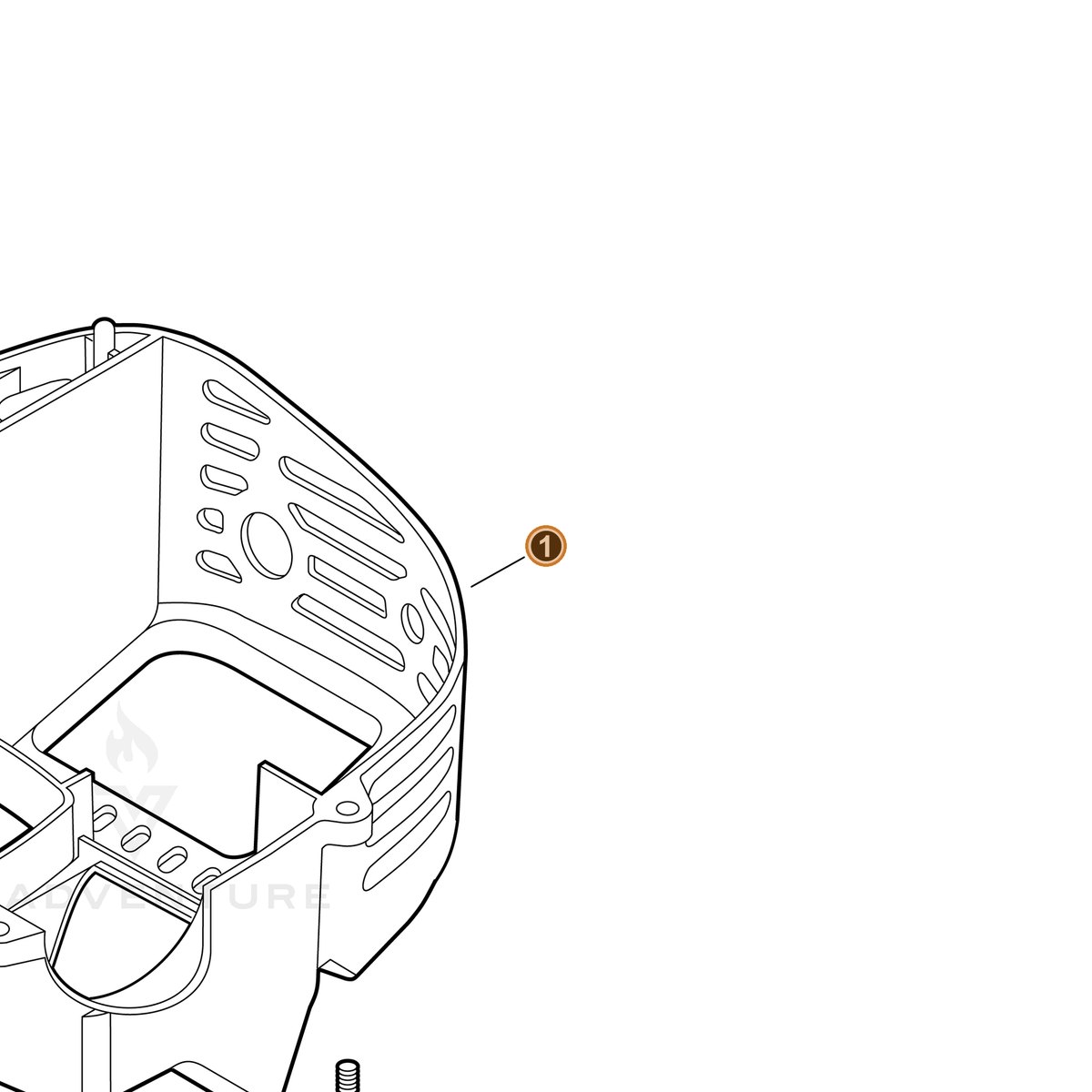 ECHO part A160002590 — IPL diagram snippet (6x zoom, amber highlight)