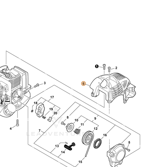 Echo part A160002851 — IPL diagram snippet (6x zoom, amber highlight)