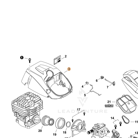 Echo part A160003070 — IPL diagram snippet (6x zoom, amber highlight)