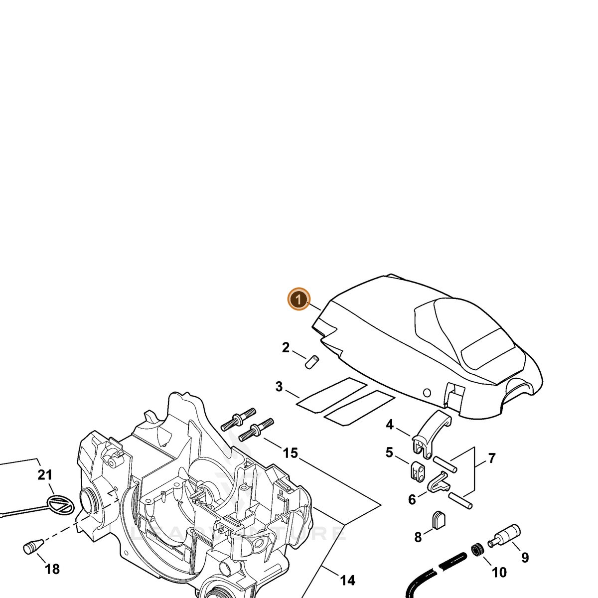 ECHO part A160003220 — IPL diagram snippet (6x zoom, amber highlight)