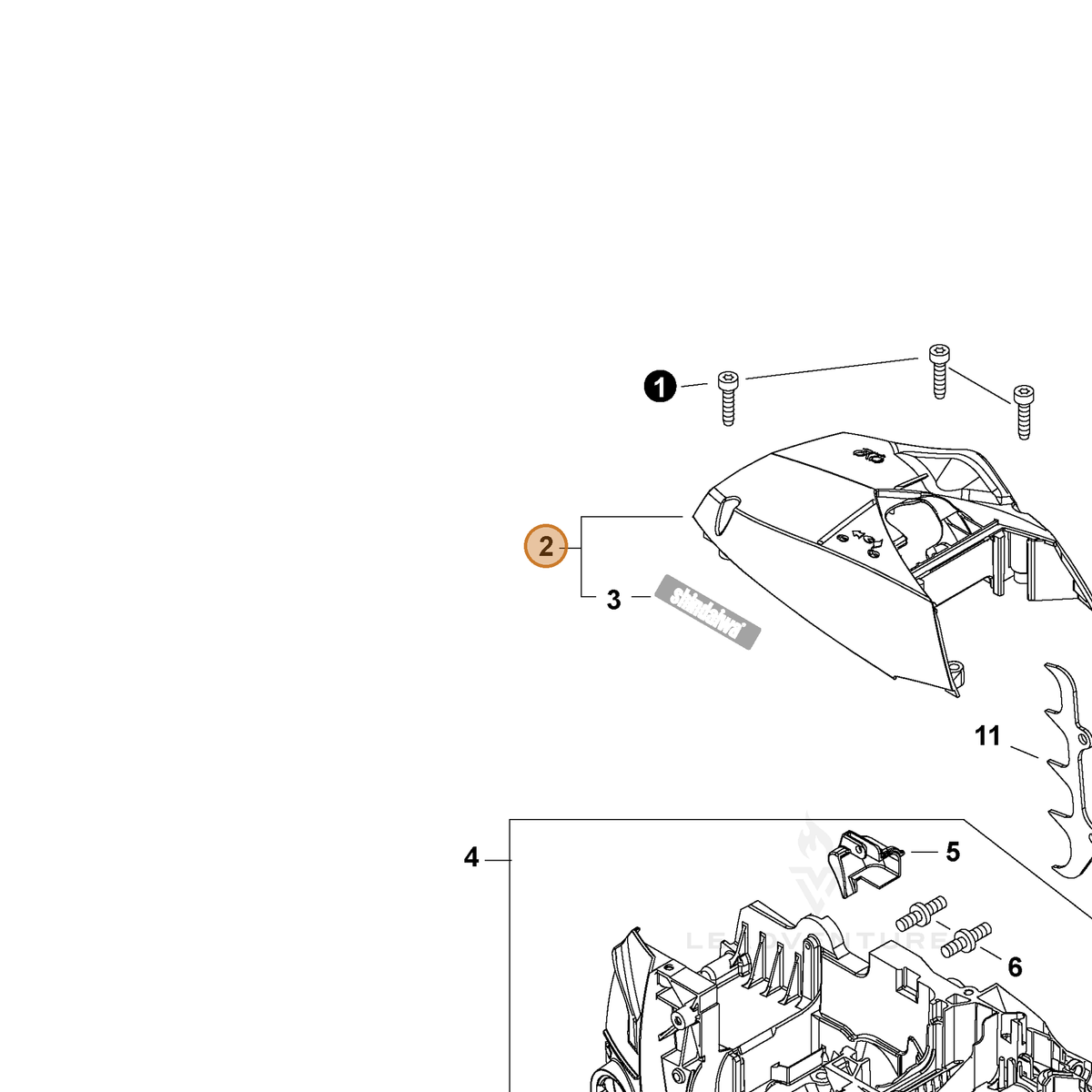 Echo part A160003380 — IPL diagram snippet (6x zoom, amber highlight)