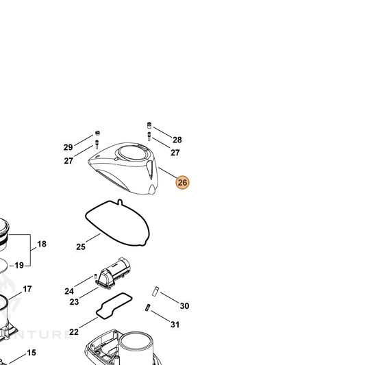 Echo part A160003620 — IPL diagram snippet (6x zoom, amber highlight)