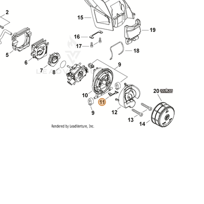 ECHO part A161000360 — IPL diagram snippet (6x zoom, amber highlight)
