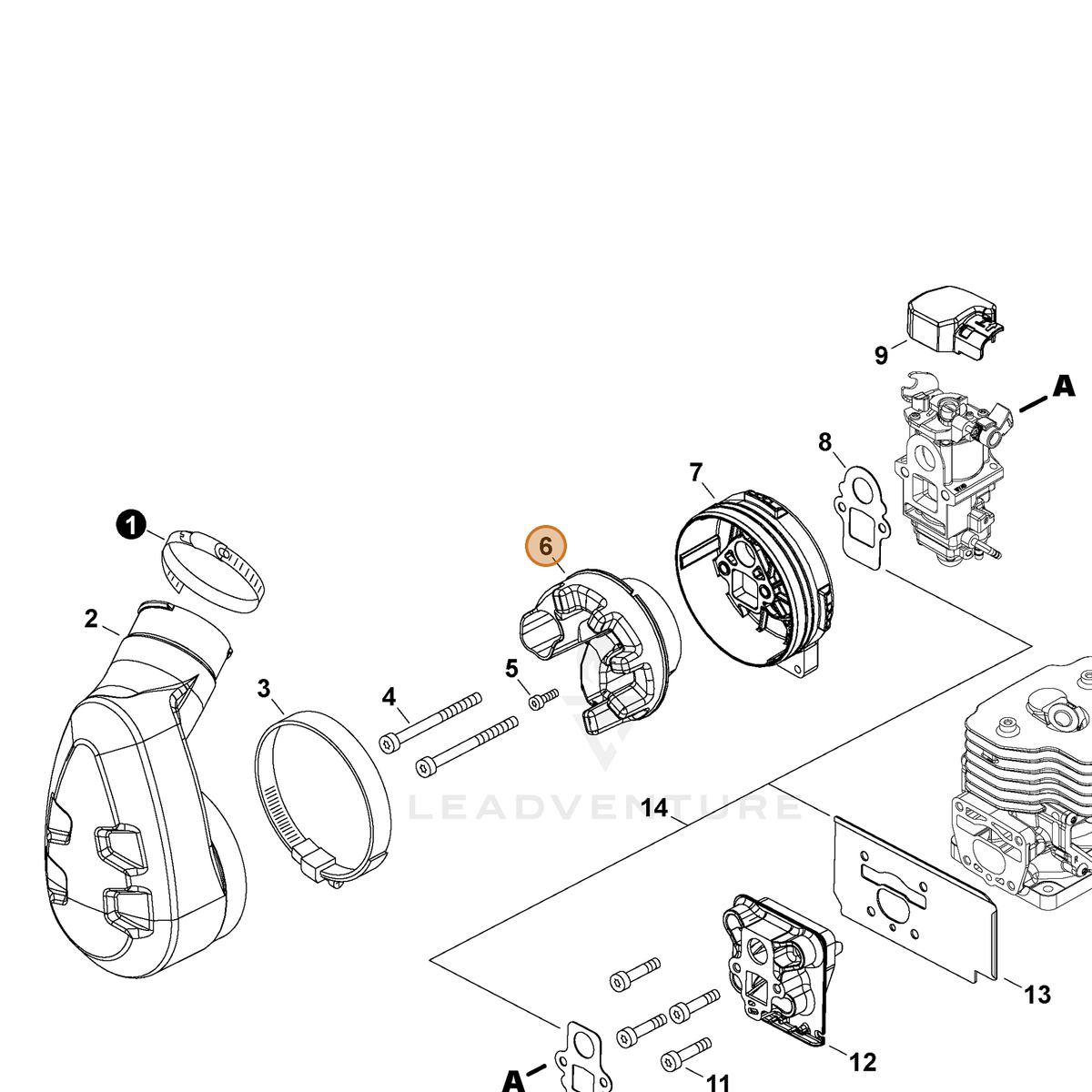 ECHO part A161000400 — IPL diagram snippet (6x zoom, amber highlight)