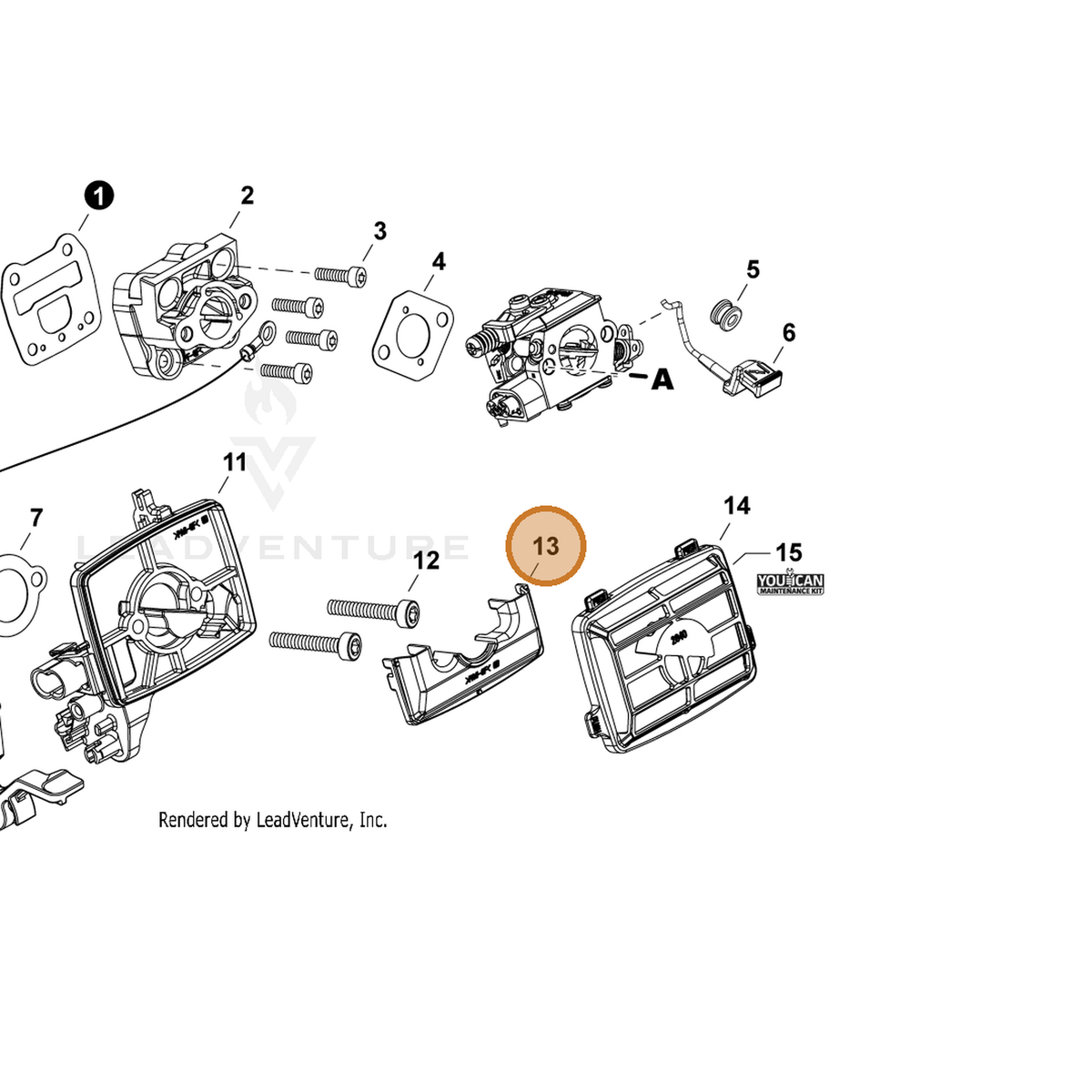 ECHO part A161000420 — IPL diagram snippet (6x zoom, amber highlight)