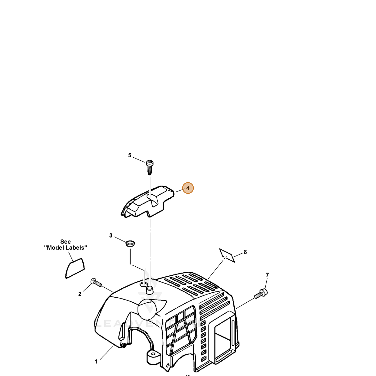 ECHO part A162000040 — IPL diagram snippet (6x zoom, amber highlight)