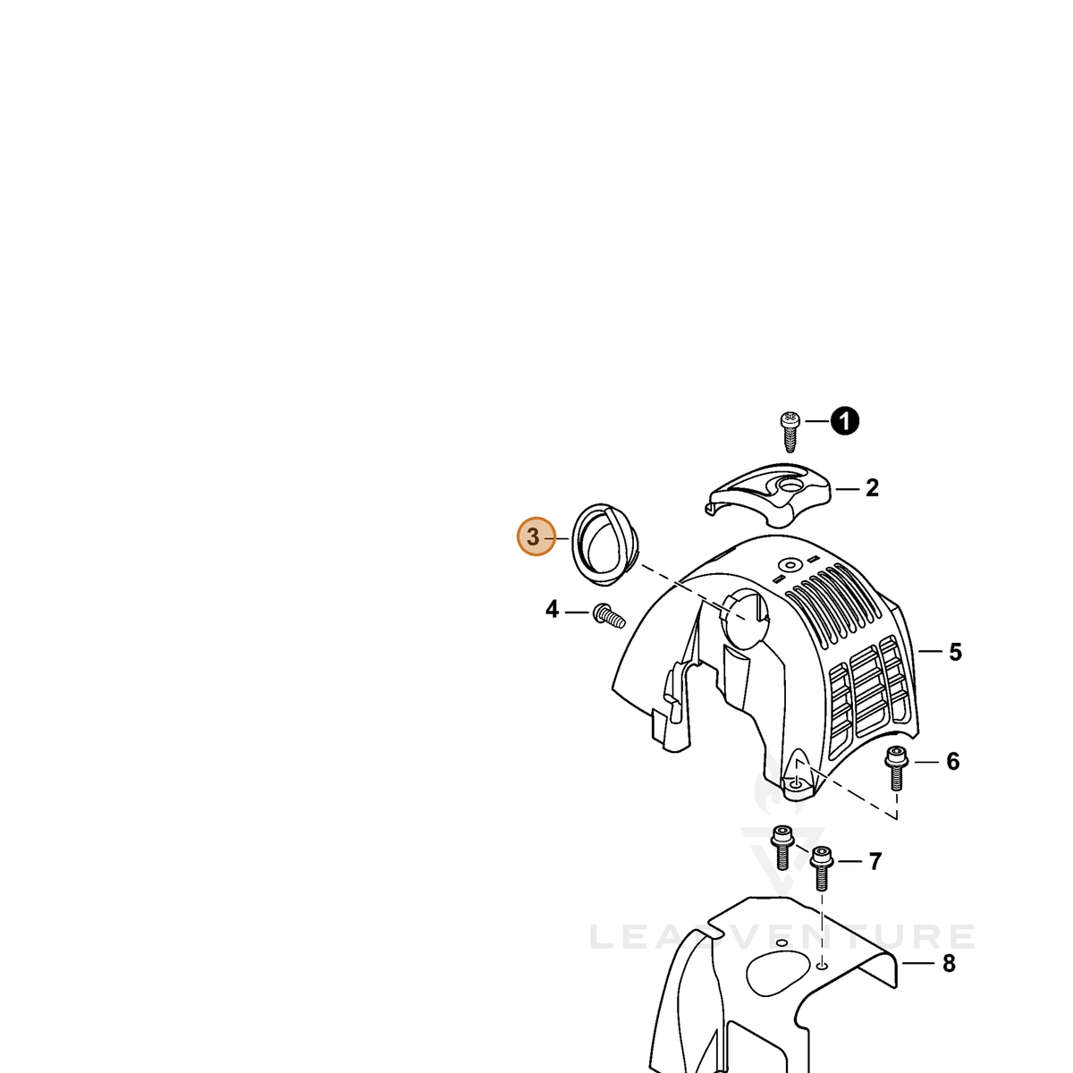 ECHO part A162000080 — IPL diagram snippet (6x zoom, amber highlight)