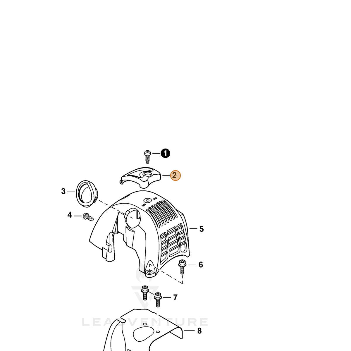 ECHO part A162000100 — IPL diagram snippet (6x zoom, amber highlight)