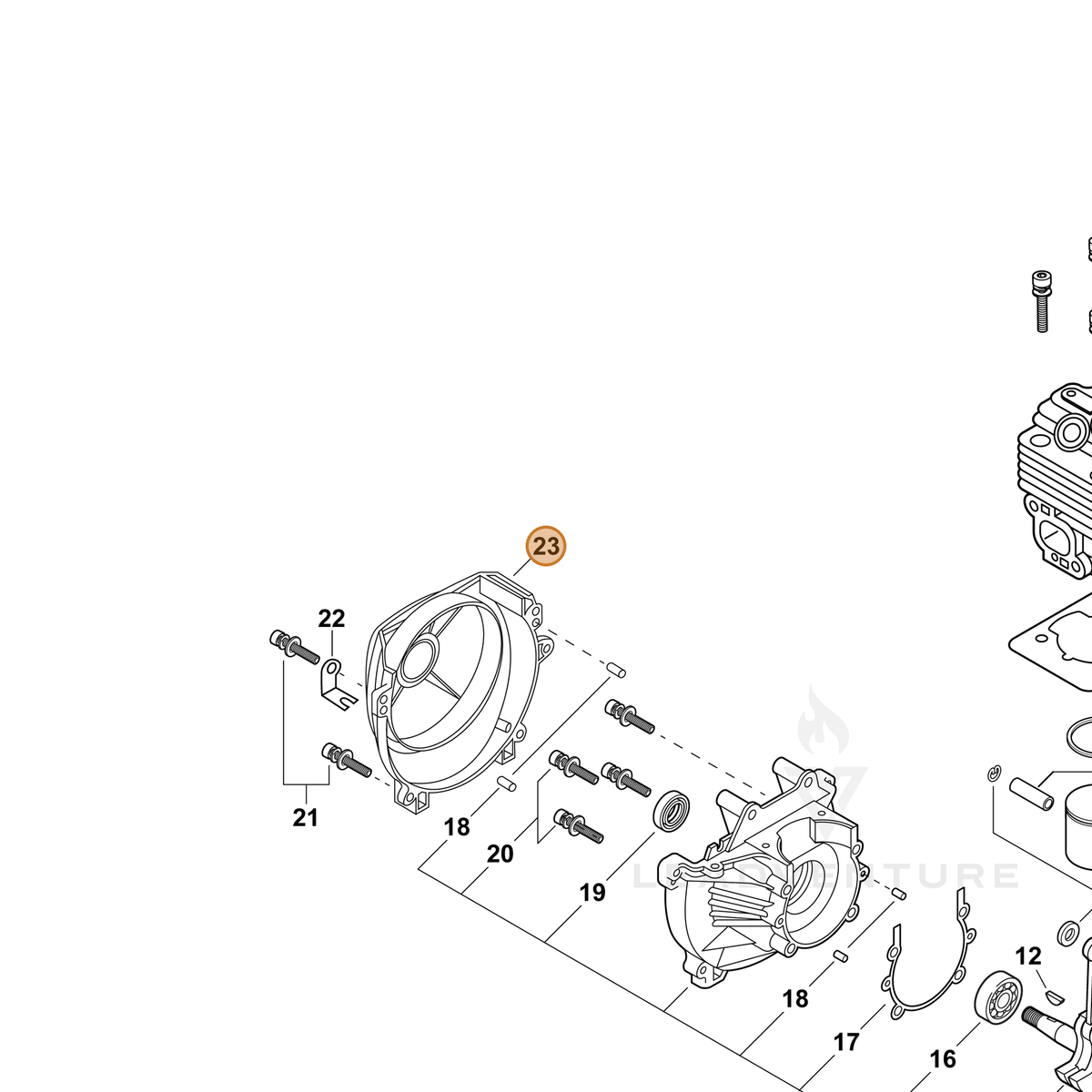 ECHO part A172000350 — IPL diagram snippet (6x zoom, amber highlight)