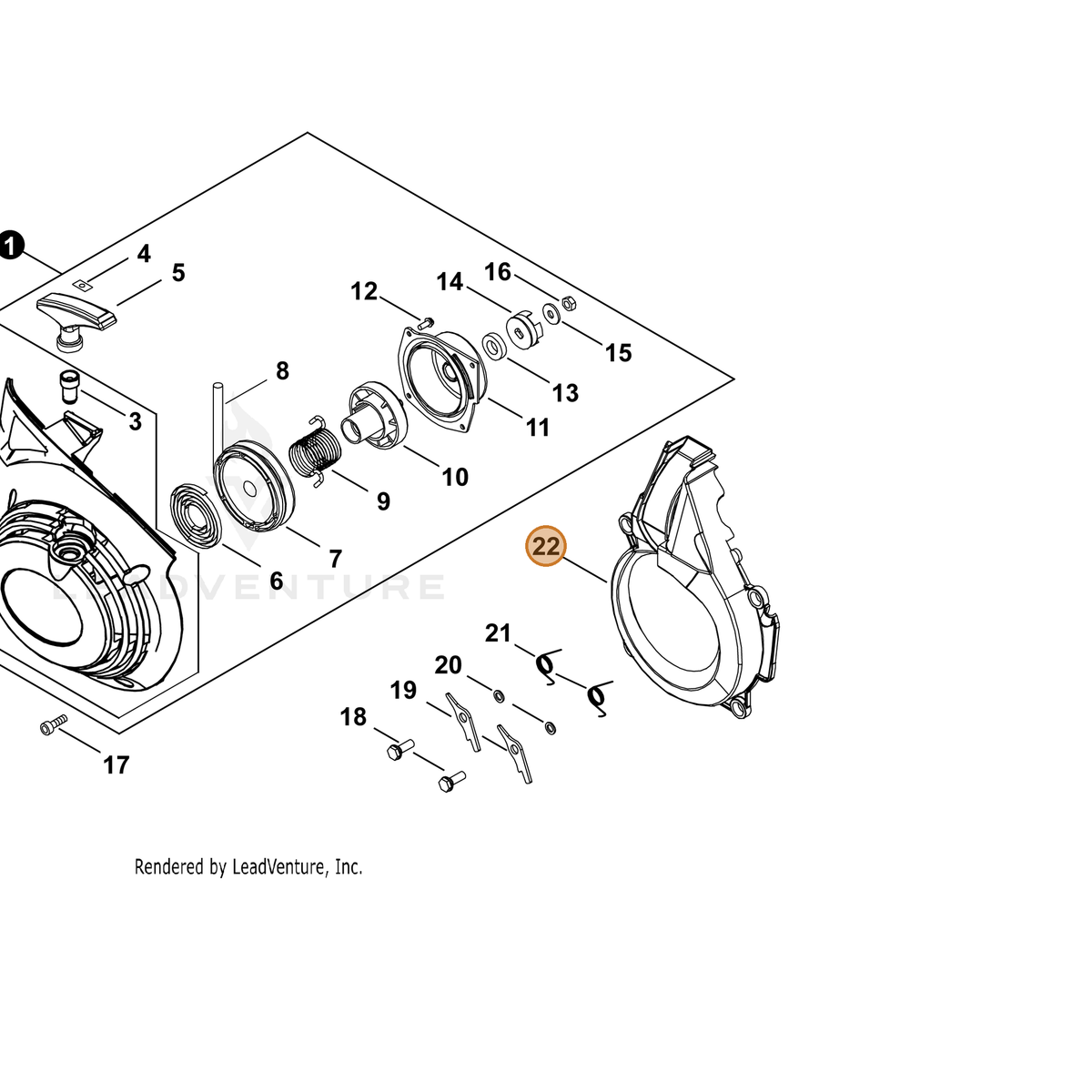 ECHO part A172002970 — IPL diagram snippet (6x zoom, amber highlight)