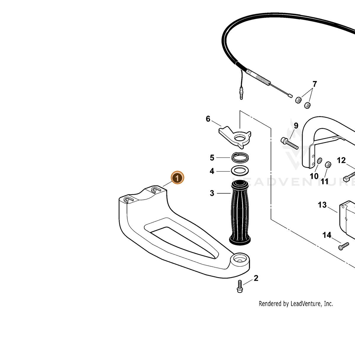 ECHO part A175000021 — IPL diagram snippet (6x zoom, amber highlight)