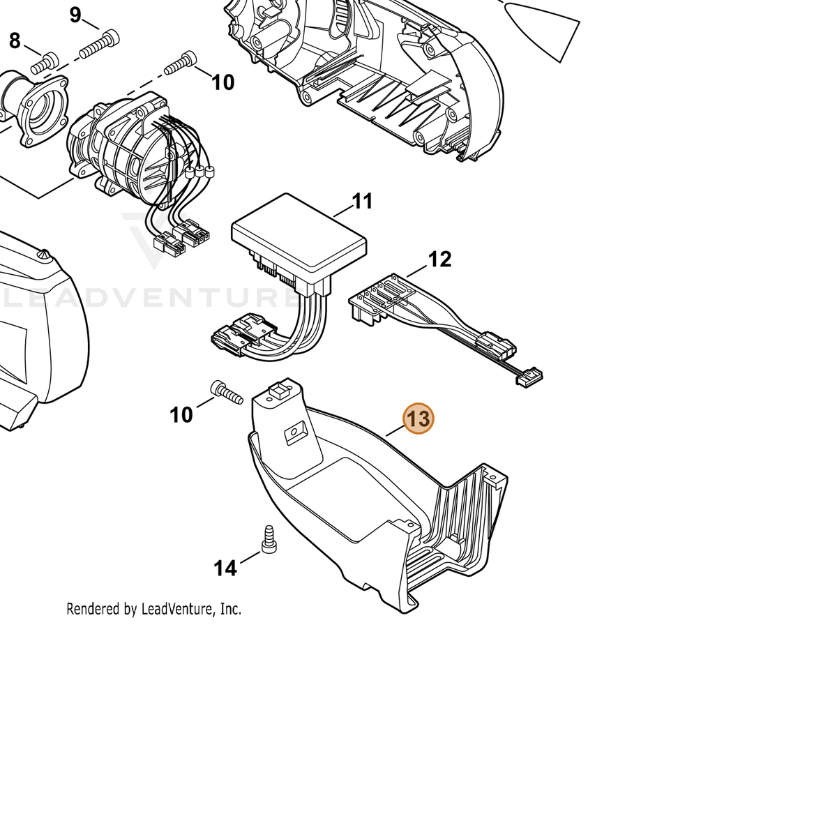 ECHO part A175000370 — IPL diagram snippet (6x zoom, amber highlight)