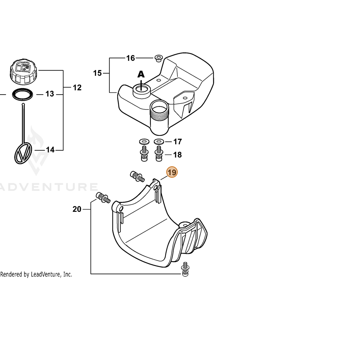 ECHO part A175000380 — IPL diagram snippet (6x zoom, amber highlight)