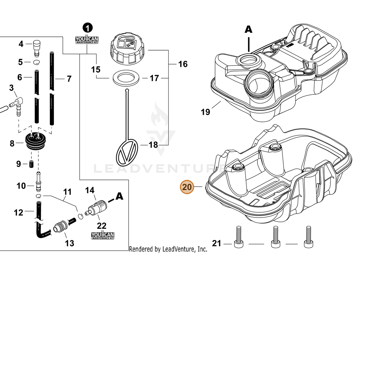 Echo part A175000460 — IPL diagram snippet (6x zoom, amber highlight)