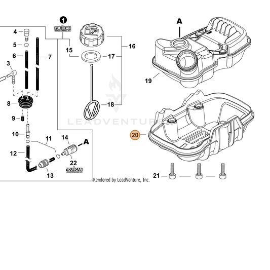 Echo part A175000460 — IPL diagram snippet (6x zoom, amber highlight)