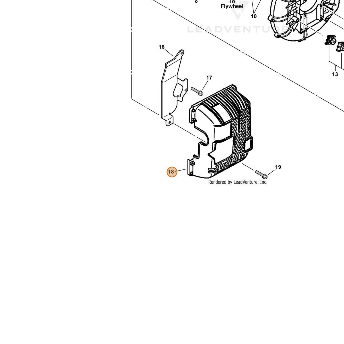 ECHO part A190000102 — IPL diagram snippet (6x zoom, amber highlight)