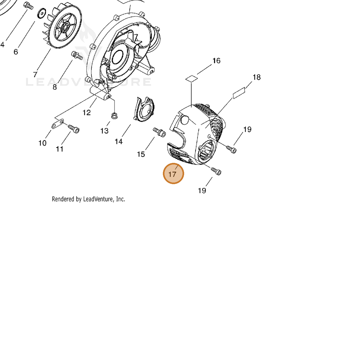 ECHO part A190000581 — IPL diagram snippet (6x zoom, amber highlight)