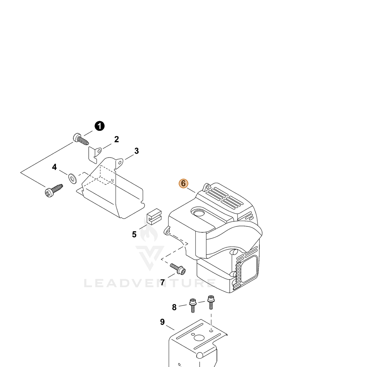 ECHO part A190000731 — IPL diagram snippet (6x zoom, amber highlight)