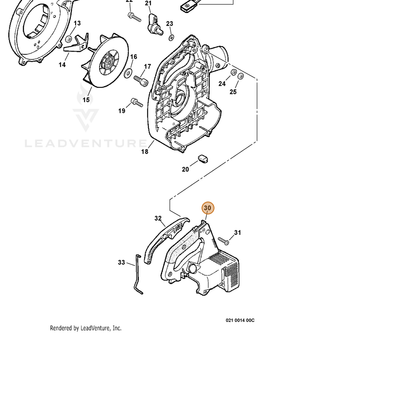 ECHO part A190000740 — IPL diagram snippet (6x zoom, amber highlight)