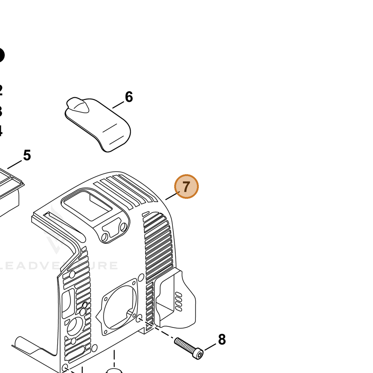 ECHO part A190000852 — IPL diagram snippet (6x zoom, amber highlight)