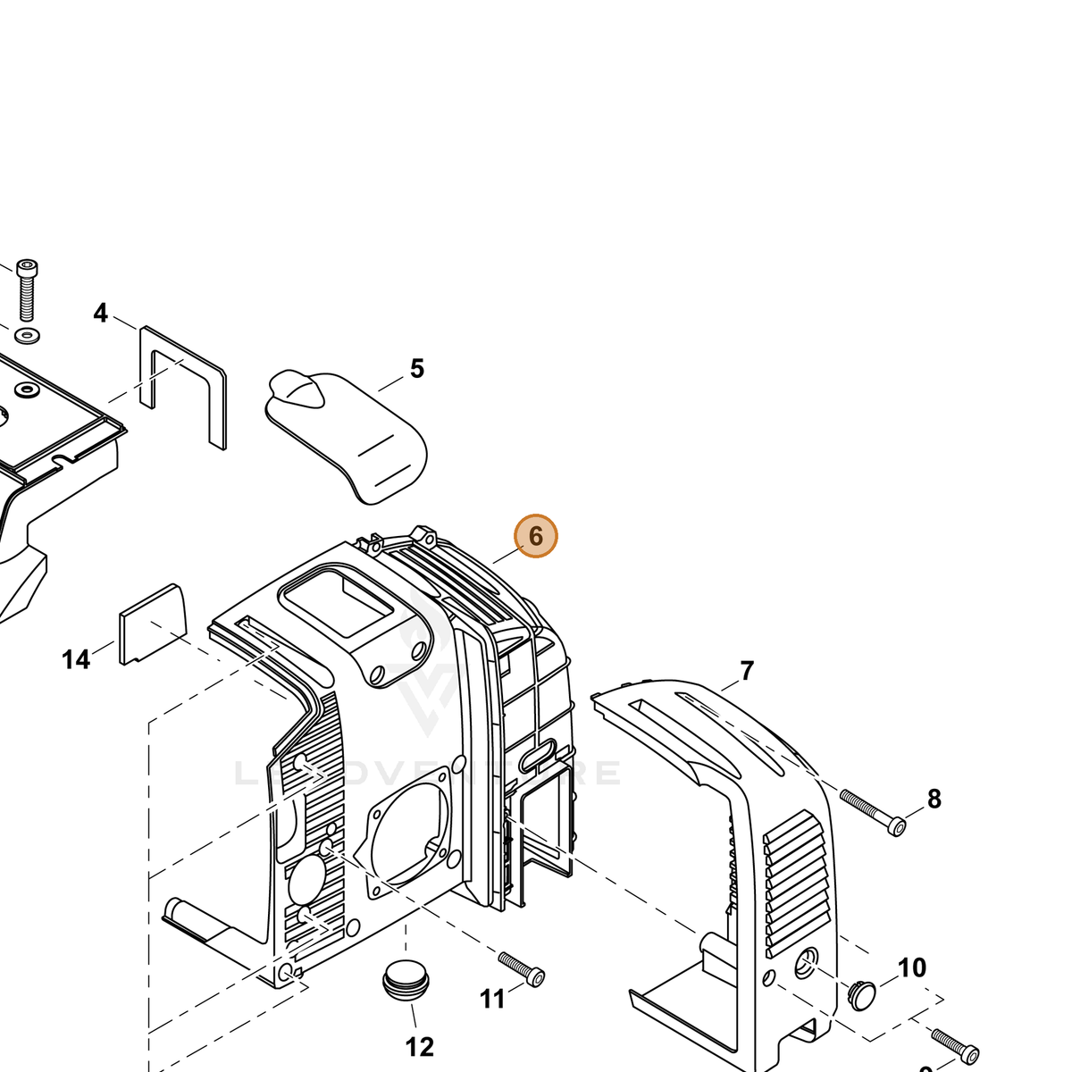 ECHO part A190001330 — IPL diagram snippet (6x zoom, amber highlight)