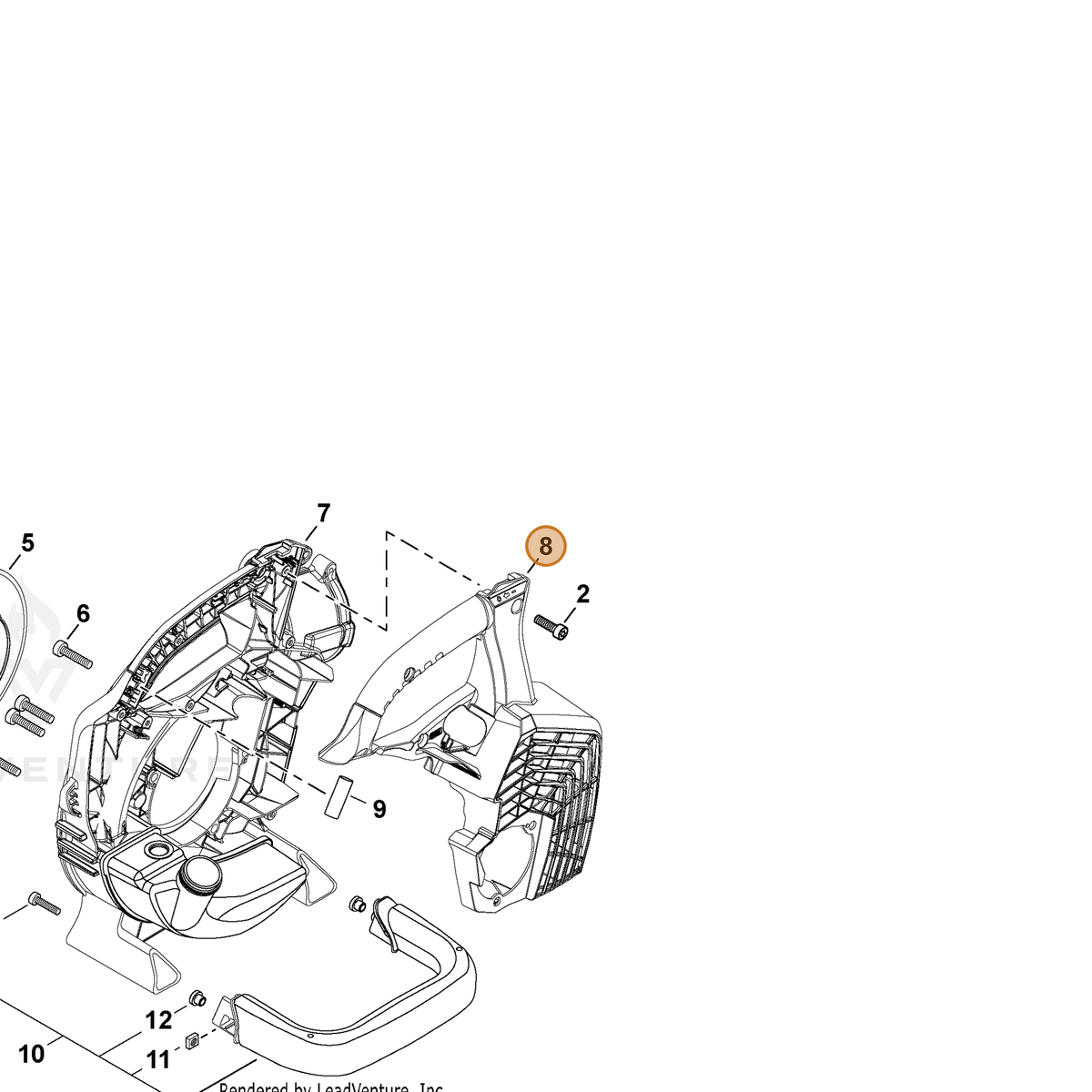 ECHO part A190001640 — IPL diagram snippet (6x zoom, amber highlight)