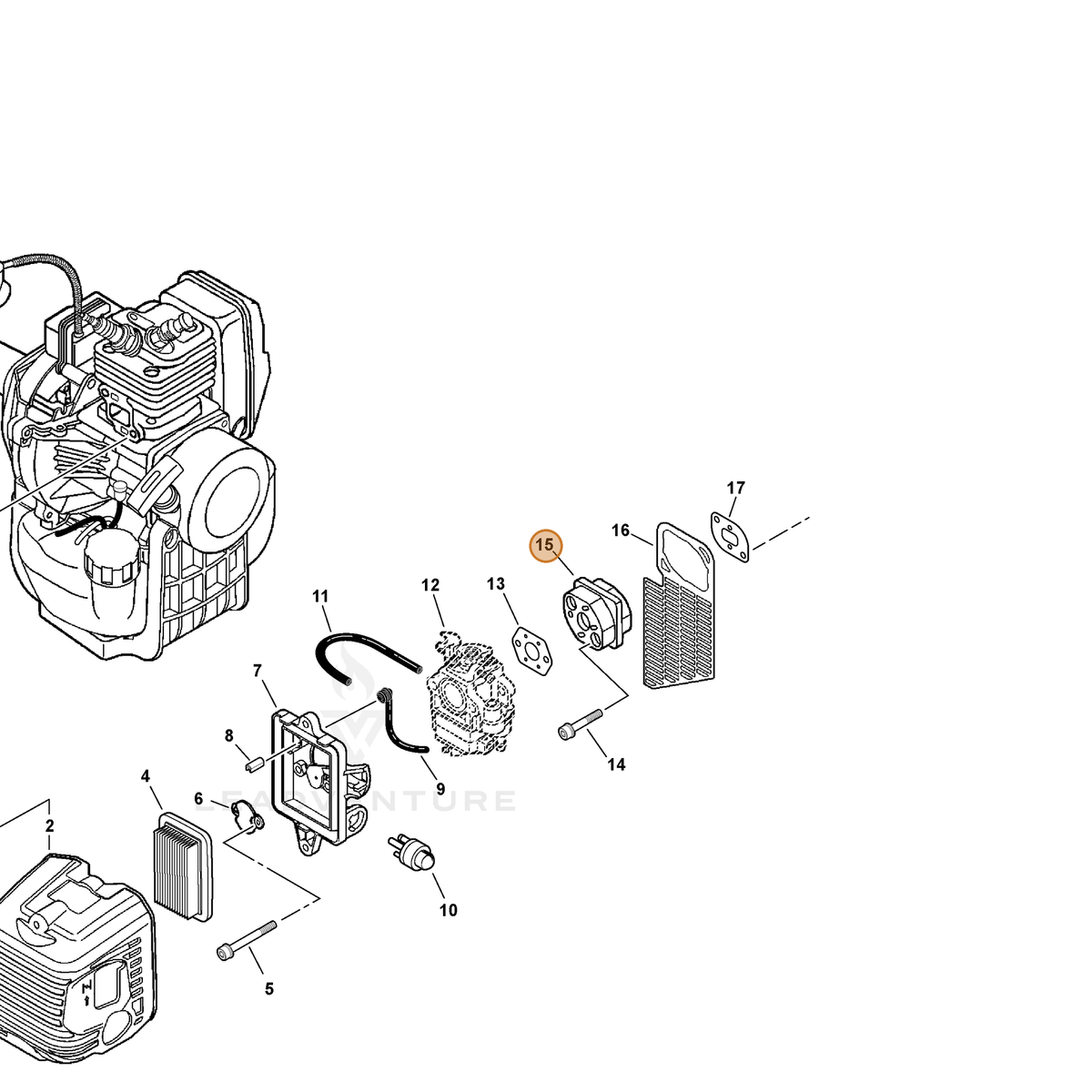 ECHO part A200000060 — IPL diagram snippet (6x zoom, amber highlight)