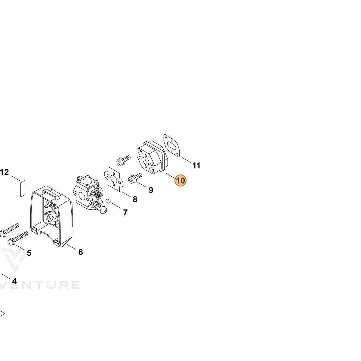 ECHO part A200000140 — IPL diagram snippet (6x zoom, amber highlight)