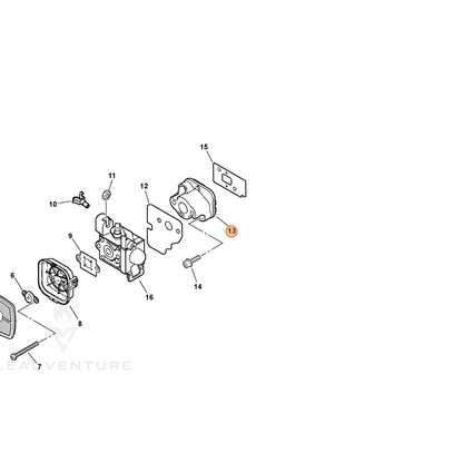ECHO part A200000280 — IPL diagram snippet (6x zoom, amber highlight)