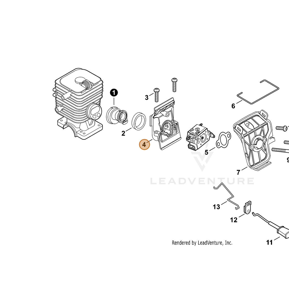 ECHO part A200000353 — IPL diagram snippet (6x zoom, amber highlight)