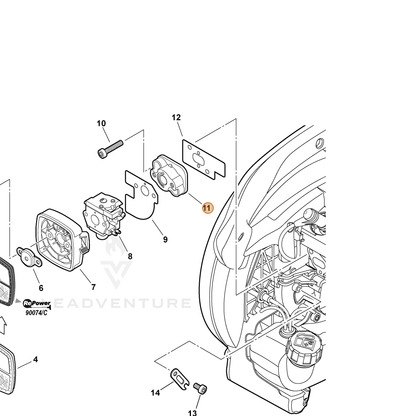 ECHO part A200000370 — IPL diagram snippet (6x zoom, amber highlight)