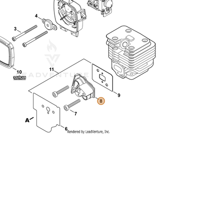 ECHO part A200001130 — IPL diagram snippet (6x zoom, amber highlight)