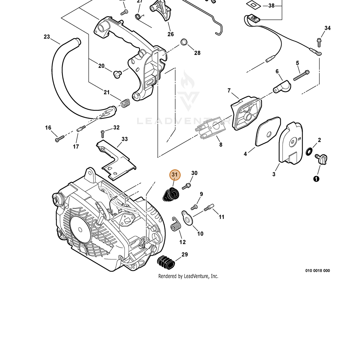 ECHO part A202000001 — IPL diagram snippet (6x zoom, amber highlight)