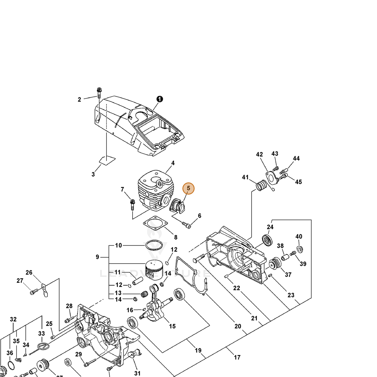 ECHO part A202000012 — IPL diagram snippet (6x zoom, amber highlight)
