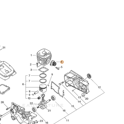 ECHO part A202000040 — IPL diagram snippet (6x zoom, amber highlight)