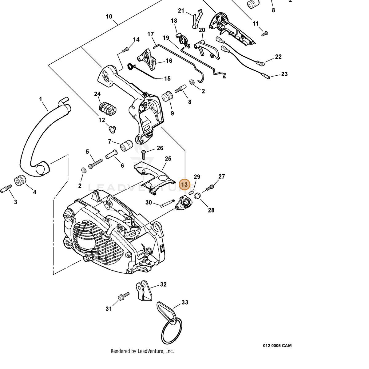 ECHO part A202000051 — IPL diagram snippet (6x zoom, amber highlight)