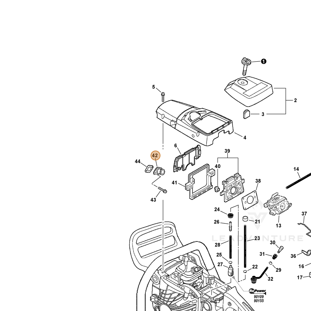 ECHO part A202000060 — IPL diagram snippet (6x zoom, amber highlight)