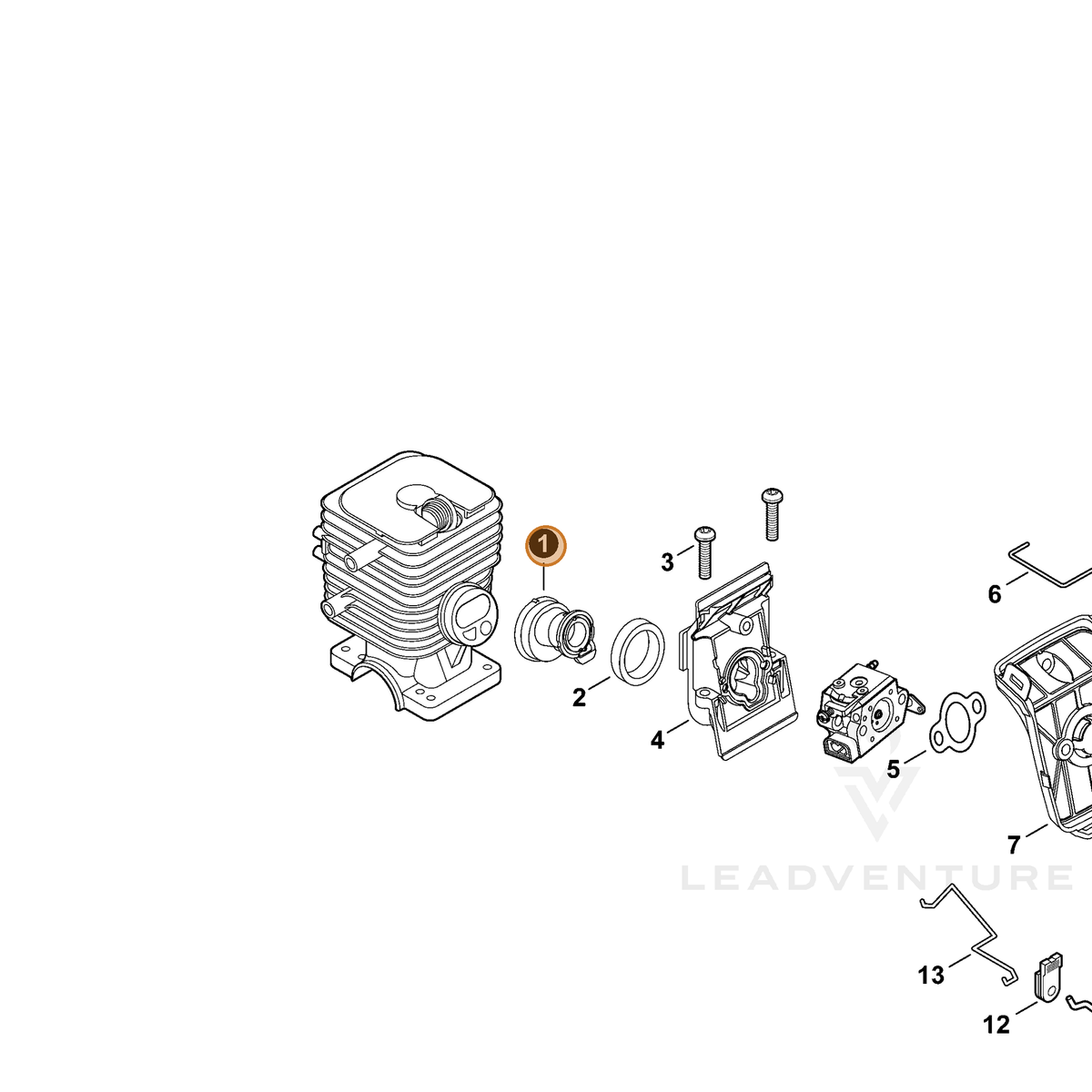 ECHO part A202000071 — IPL diagram snippet (6x zoom, amber highlight)