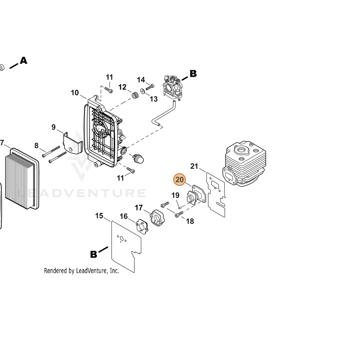 ECHO part A202000090 — IPL diagram snippet (6x zoom, amber highlight)