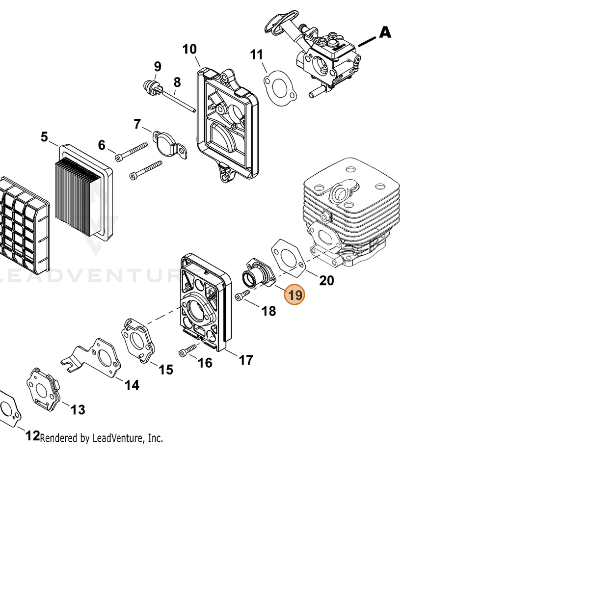 ECHO part A202000270 — IPL diagram snippet (6x zoom, amber highlight)