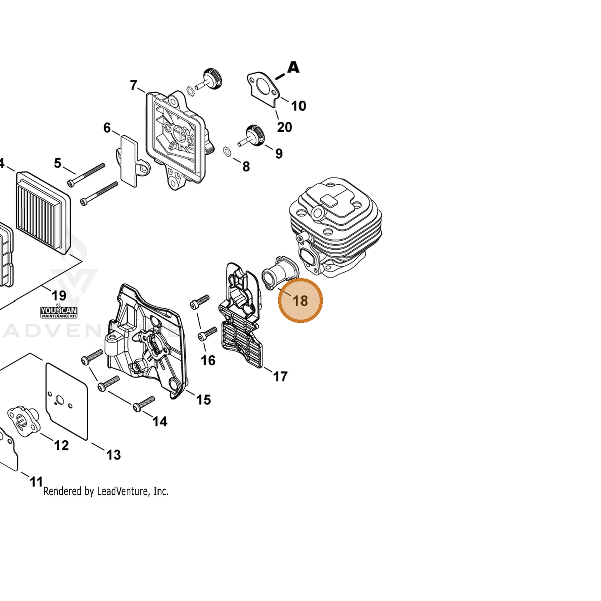 ECHO part A202000330 — IPL diagram snippet (6x zoom, amber highlight)