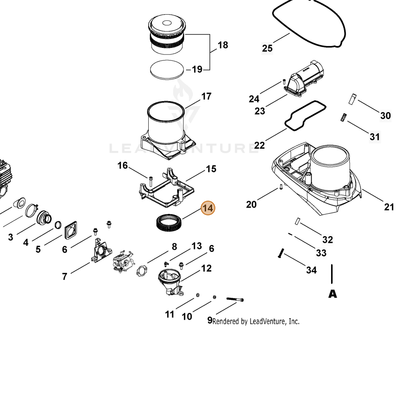 ECHO part A203000060 — IPL diagram snippet (6x zoom, amber highlight)