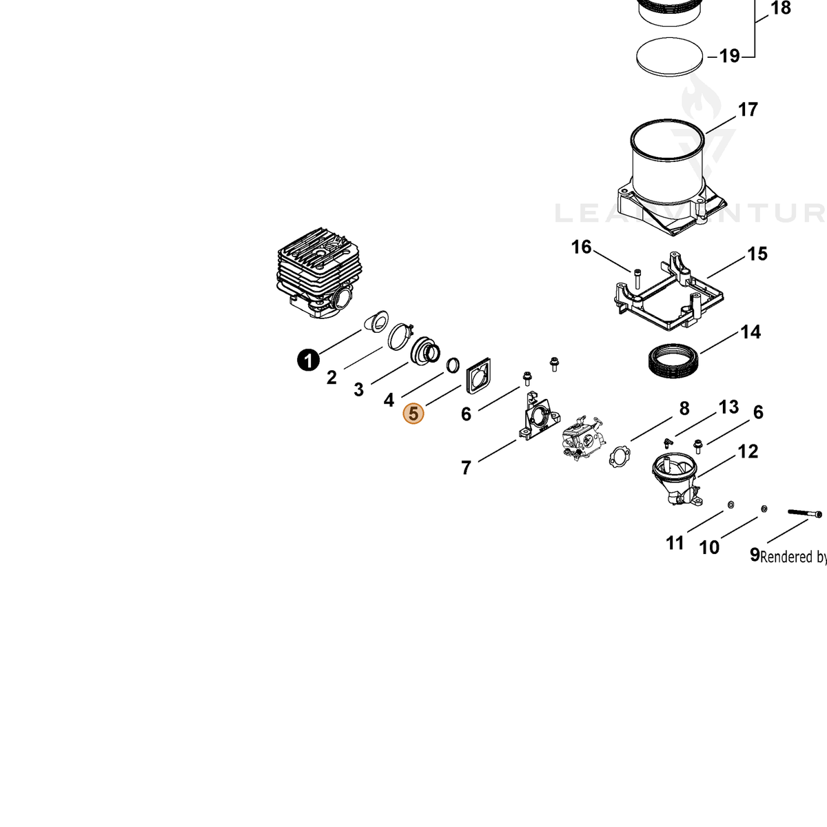 ECHO part A203000070 — IPL diagram snippet (6x zoom, amber highlight)