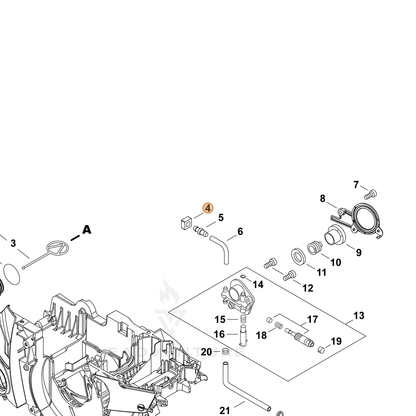 ECHO part A203000090 — IPL diagram snippet (6x zoom, amber highlight)