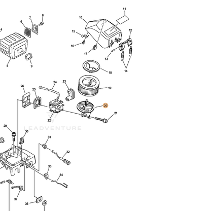 ECHO part A204000020 — IPL diagram snippet (6x zoom, amber highlight)
