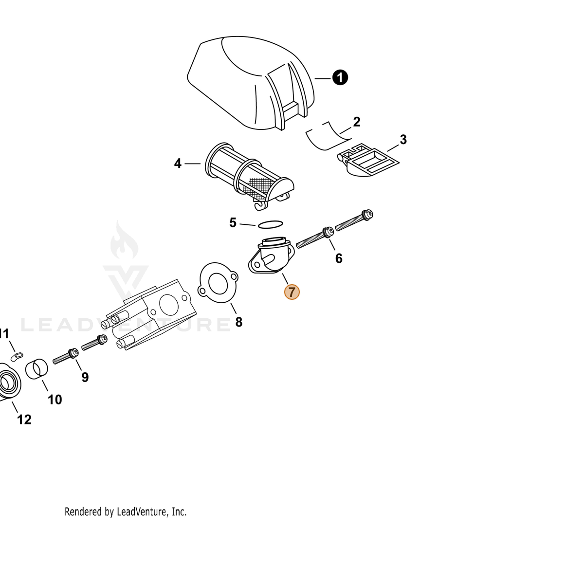 ECHO part A204000060 — IPL diagram snippet (6x zoom, amber highlight)
