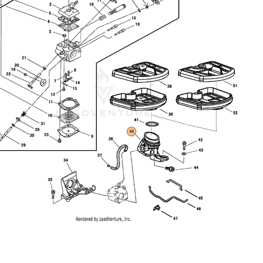 Echo part A204000150 — IPL diagram snippet (6x zoom, amber highlight)